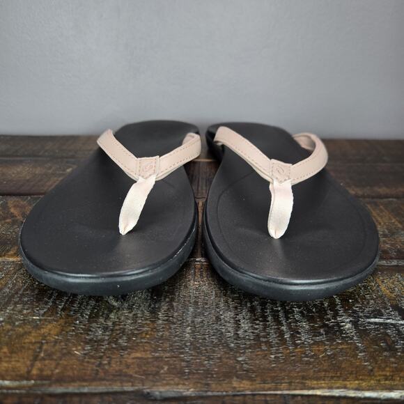 NEW Olukai Ho'Opio Womens Size 11 Sandal Flip Flop Thong Flats Floral Pink Black - Picture 3 of 11